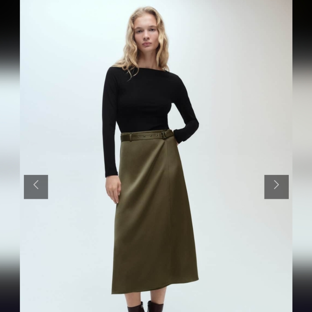 Mango Olive Midi Dress (Made To look Like 2 Seperate Pieces)